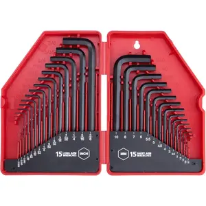 30-Piece Premium Hex Key Allen Wrench Set, SAE and Metric Assortment, L Shape, Chrome Vanadium Steel, Precise Chamfered Tips | 0.028-3/8 inch 0.7-10 mm In Storage Case