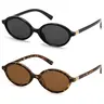2 Pairs Retro Oval Fashionable Sunglasses for Women, Vintage 90s Fashion Shades, Casual Plain PC Frame, UV400 Protection