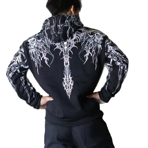 "Men’s Dark Streetwear Hoodie |   Gothic Oversized Sweatshirt with Sword Graphic"
