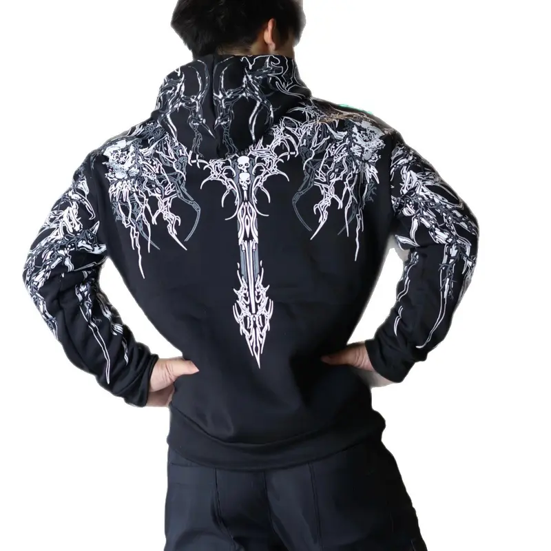 "Men’s Dark Streetwear Hoodie |   Gothic Oversized Sweatshirt with Sword Graphic"