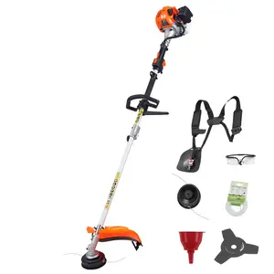 VEVOR 26cc 2 in 1 Weed Wacker Gas Powered, 10" Brush Cutter, Shoulder Strap & 3T Blade, 2-Stroke Heavy-Duty Gas Weed Wacker for Quick Grass Cleaning