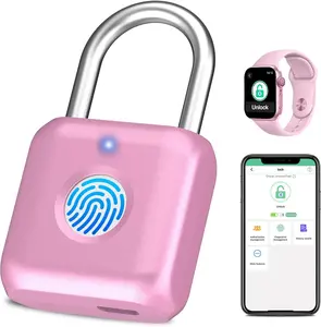 Fingerprint Padlock  Gym Locker Lock for Girls Women with Phone App iOS Watch Metal Keyless Combination Locks for School  Locker Toolbox Hasp Storage