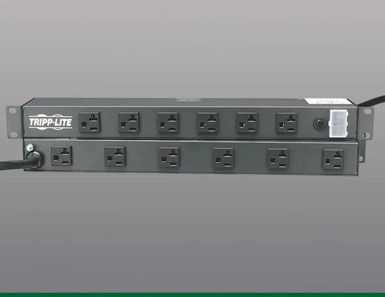 TRIPP LITE RS-1215-20T Power Strip - 12 NEMA5-15/20R (6 Front/6 Rear) Outlets, 15-ft. Locking Cord, Locking NEMA L5-20P Input Plug, Accessories Designed for Standard 19-in. Racks Audio & Video Equipment