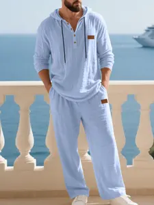 2026 New Linen Long Sleeve Matching Pants Set, Comfortable Casual Wear, Perfect for Everyday Use, Stylish and Breathable Fabric