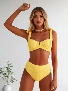 Bright Yellow Textured Bikini Set