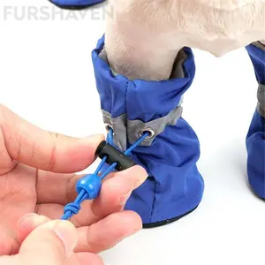 Furshaven Water-Resistant Dog Shoes for Small Dogs with Blue Laces Protect Paws Stay Dry Ideal Christmas Gift Winter Secure Fastening System