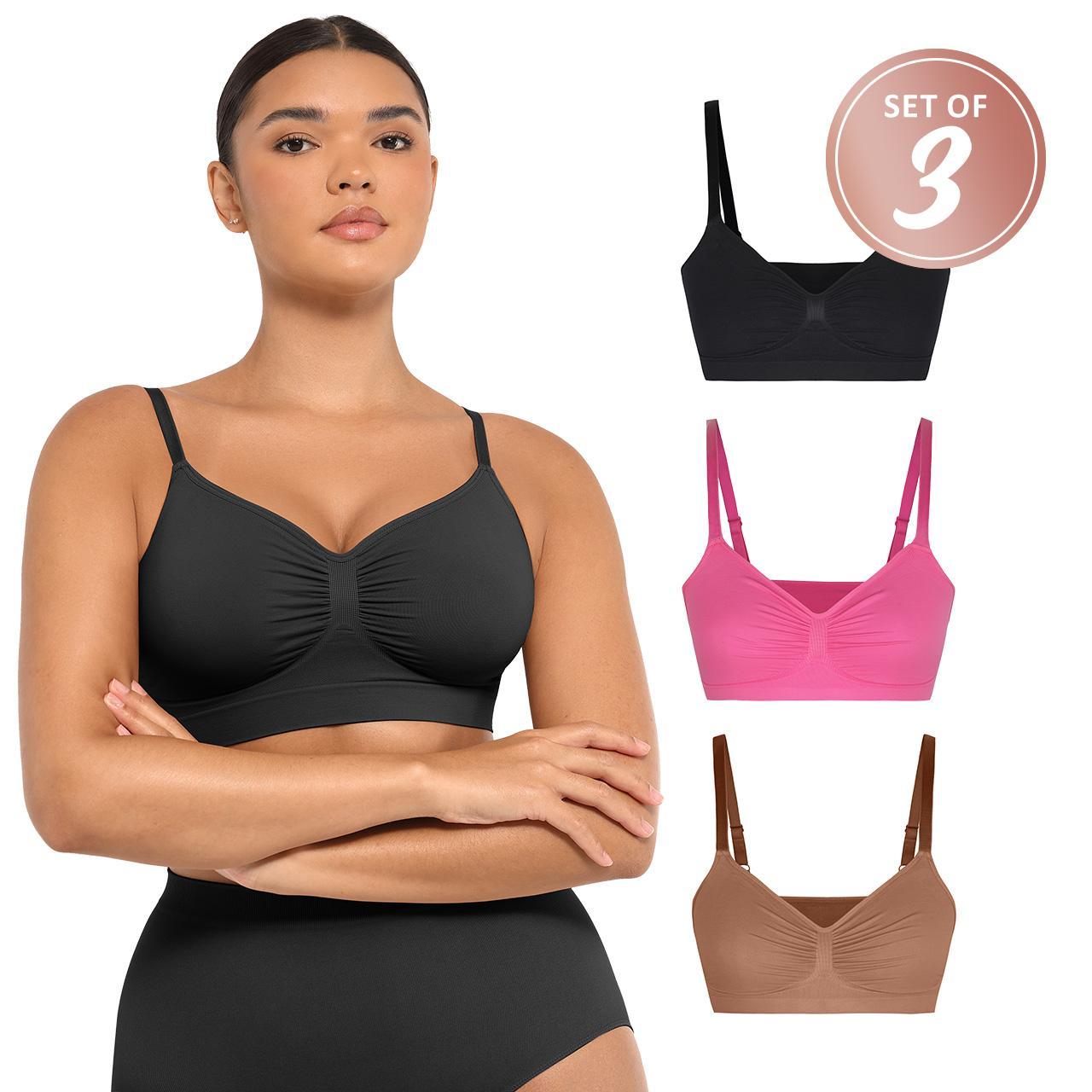 FeelinGirl 3-Piece FeelinGirl Women's Wireless Bra Comfort Bralettes No Underwire Unlined Cami Bra Seamless Tshirt Bras