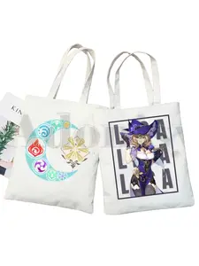 Game Project Genshin Impact Funny Cartoon Kawaii Handbags Shoulder Bags Casual Shopping Girls Handbag Women Elegant Canvas Bag