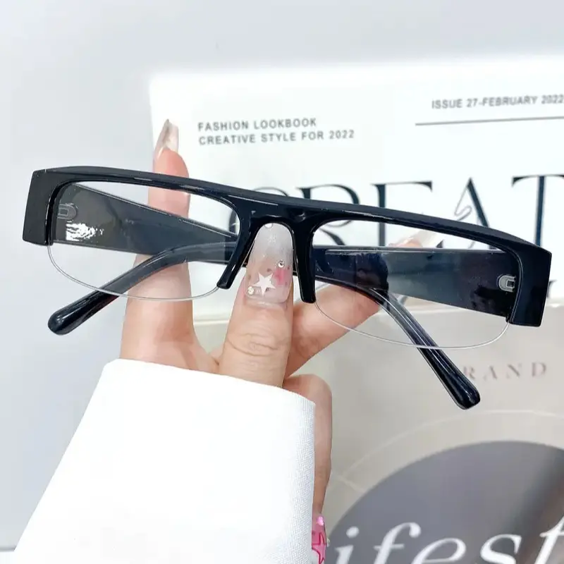 Vintage Rectangle Sunglasses for Women, Trendy Semi-Rimless Hipster Style with a Durable Polycarbonate Frame and Gradient Lenses, Trendy Sunglasses, Durable Sunglasses