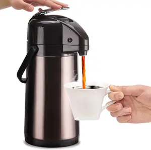 Upgraded Airpot Coffee Carafe with Double Pump 84oz/2.5L Stainless Steel Drink Dispenser for Hot/Cold Beverage with Lazy Susan Base, Coffee Termos Para Cafe for Hot Cocoa for Parties