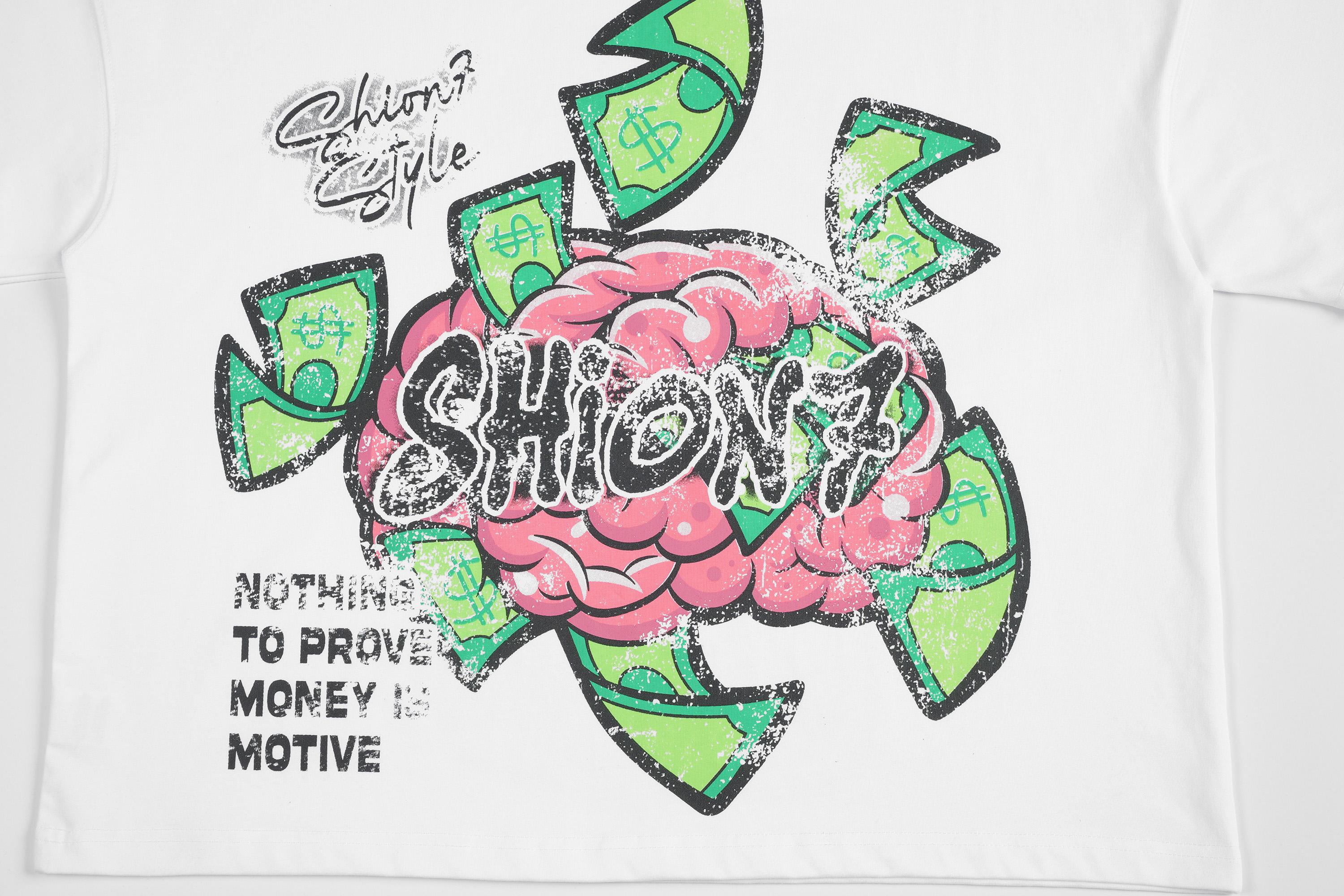 Men's Y2K Cartoon Rapper Studded Oversize White Tee | Summer Crystal Street wear Must-Have