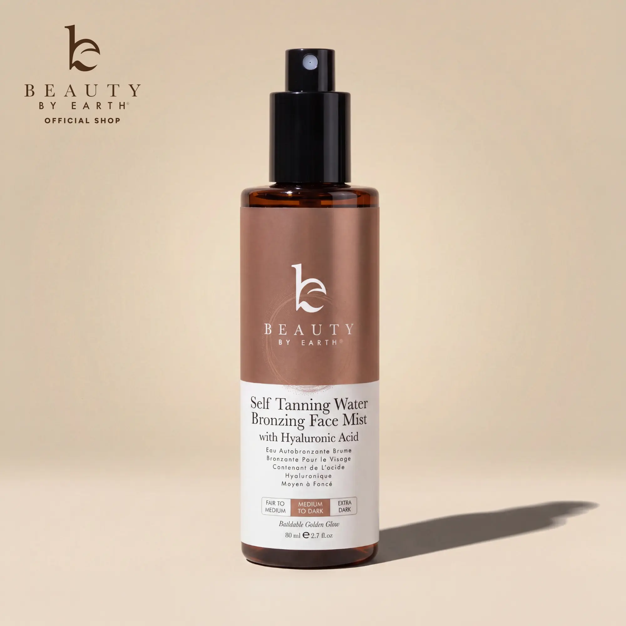 Beauty by Earth Self Tanning Water Bronzing Face Mist - Hydrating Hyaluronic Acid Face Tanner for Streak-Free Moisturizing Sunless Bronze USA Made for Sunless Tanning Bronzed Glow Cruelty Free