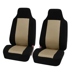 Classic Beige Front Automotive Seat Covers - Adjustable Straps, Airmesh Breathable, Machine-Washable, Car Seat Cushions, Decorative Car & Auto Accessories