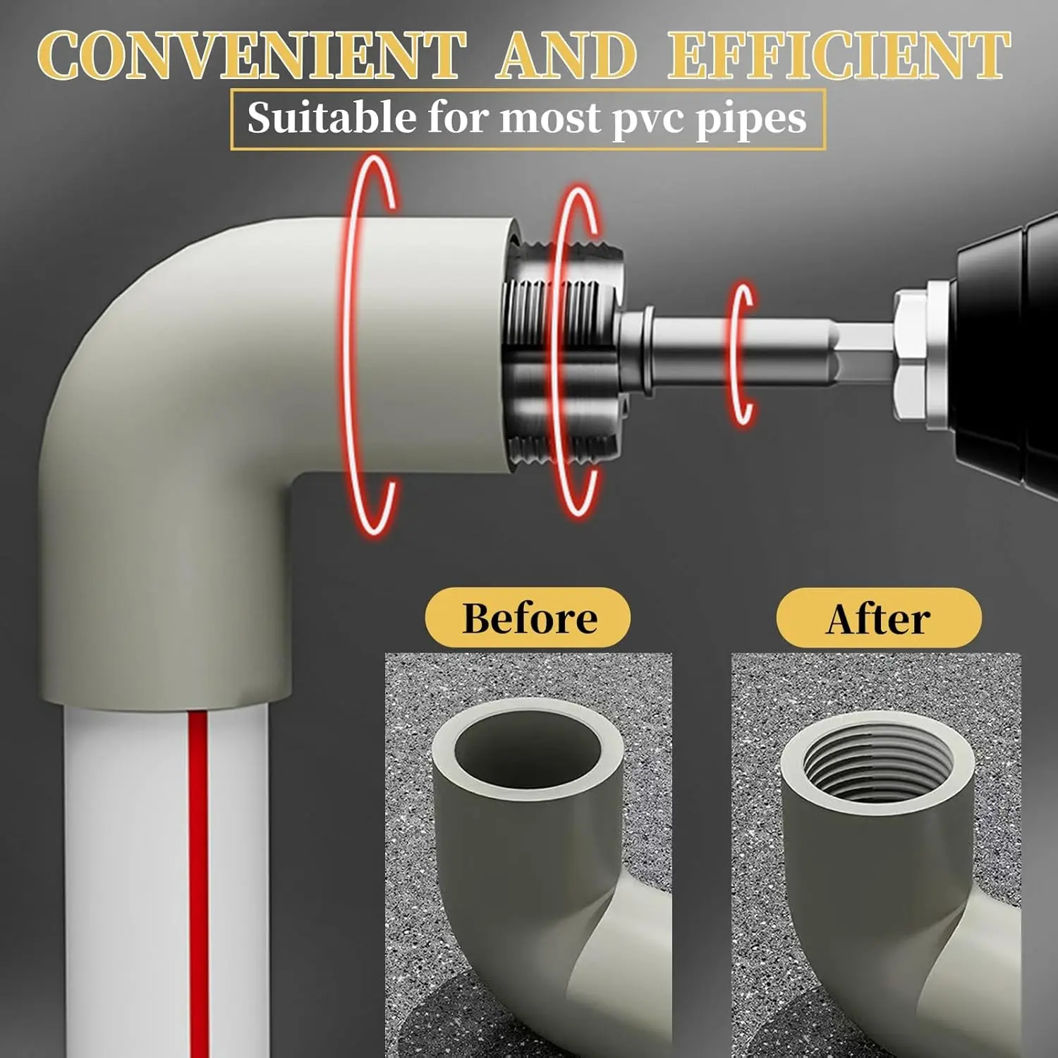 Electric Drill Tap Tool Set for PVC and Ppr Pipes, Durable User-Friendly Design, Efficient Thread Cutting, Ideal for Rvs and Kitchens