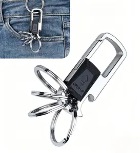 Keychain with 4 Key Rings & Bottle Opener - Multifunction Heavy Duty Key Chain Ring Clip Holder for Home Car Keys