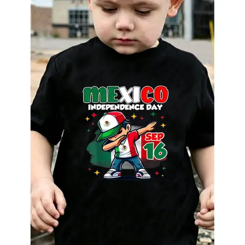 Boys T-shirts for Mexico Independence Day September 16 Celebration with Round Neck Design Mexican Holiday Themed Graphic Tee Casual Style