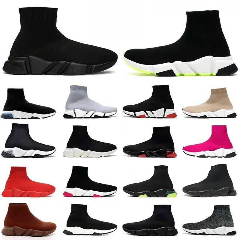 Black Sock Runner Sneakers with White Soles and Red Logo s-l400.jpg main image 3