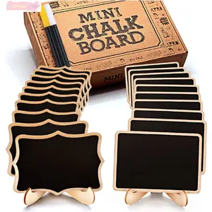 20 Pack Mini Chalkboard Signs 2 Styles With Markers Wooden Easel Stand Erasable Food Labels For Buffet Charcuterie Display Aesthetic Wedding Table Place Cards Event Host Small Business Supplies
