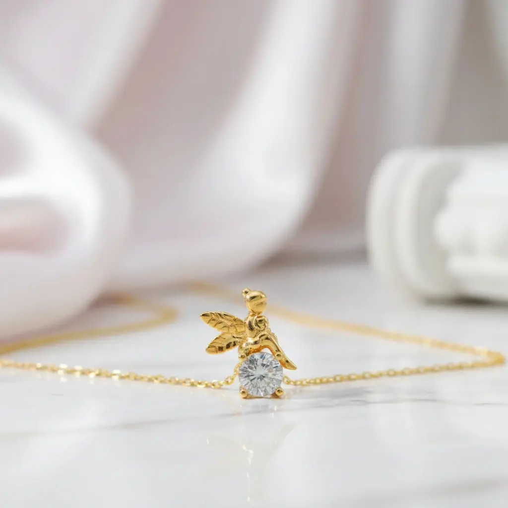 1.0 Ct Round Diamond Option Tinkerbell Pendant Necklace