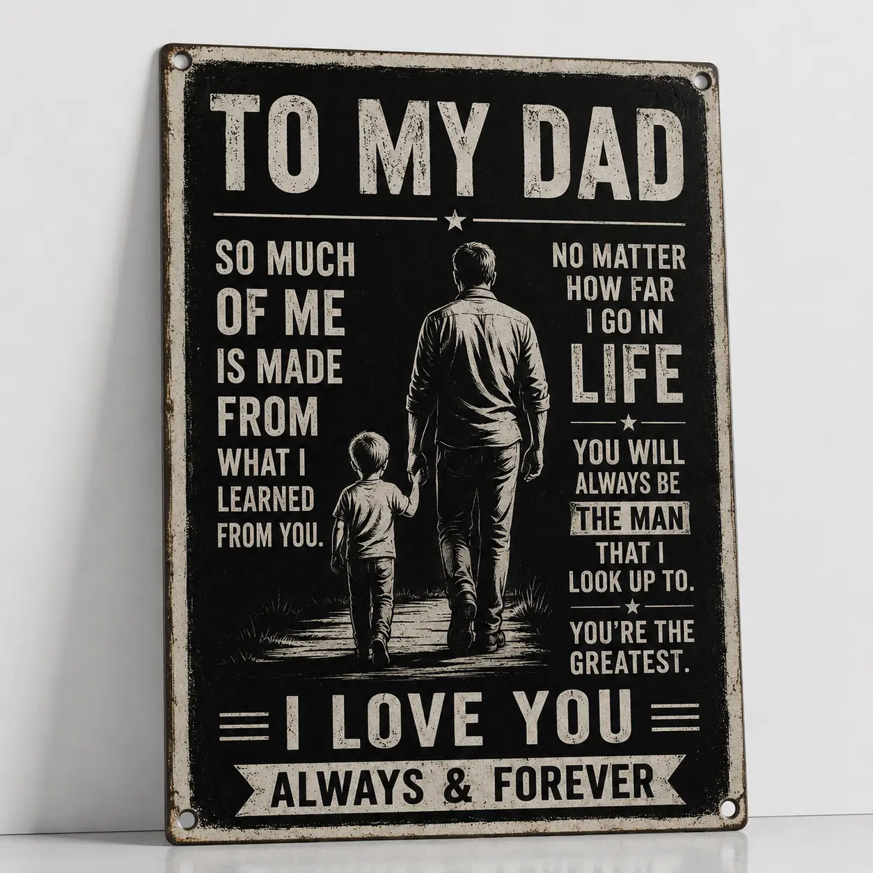 Vintage 8x12 in Durable Aluminium Tin Rectangle Decorative Plaque - Home Decor Wall Sign, Dad Gifts for Father's Day-Birthday from Kids