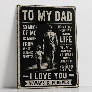 Vintage 8x12 in Durable Aluminium Tin Rectangle Decorative Plaque - Home Decor Wall Sign, Dad Gifts for Father's Day/Birthday from Kids