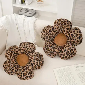 2 count Leopard Print Bow Throw Pillow Furry Bow Plush Pillows Cute Flower Plush Pillow   Decor Stuffed Bow  Pillow for Bed Couch Living Room Decor (Brown, 18.1in Bowknot)