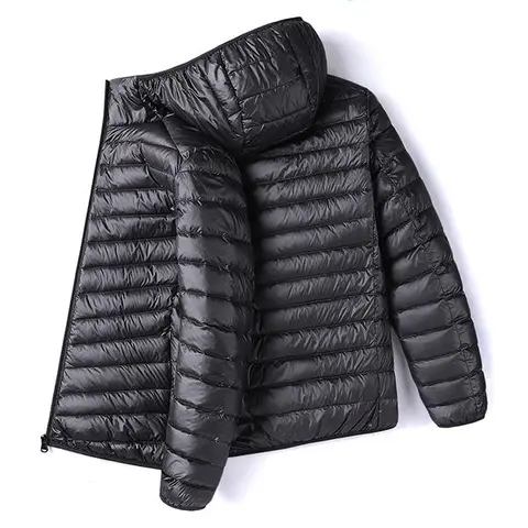 Men’s Glossy Hooded Cotton-Blend Puffer Jacket - Stylish, Minimalist, Trendy Outerwear Coats, Lightweight Padded Zip-Up Windproof Tops for Commuting, Outdoor Activities