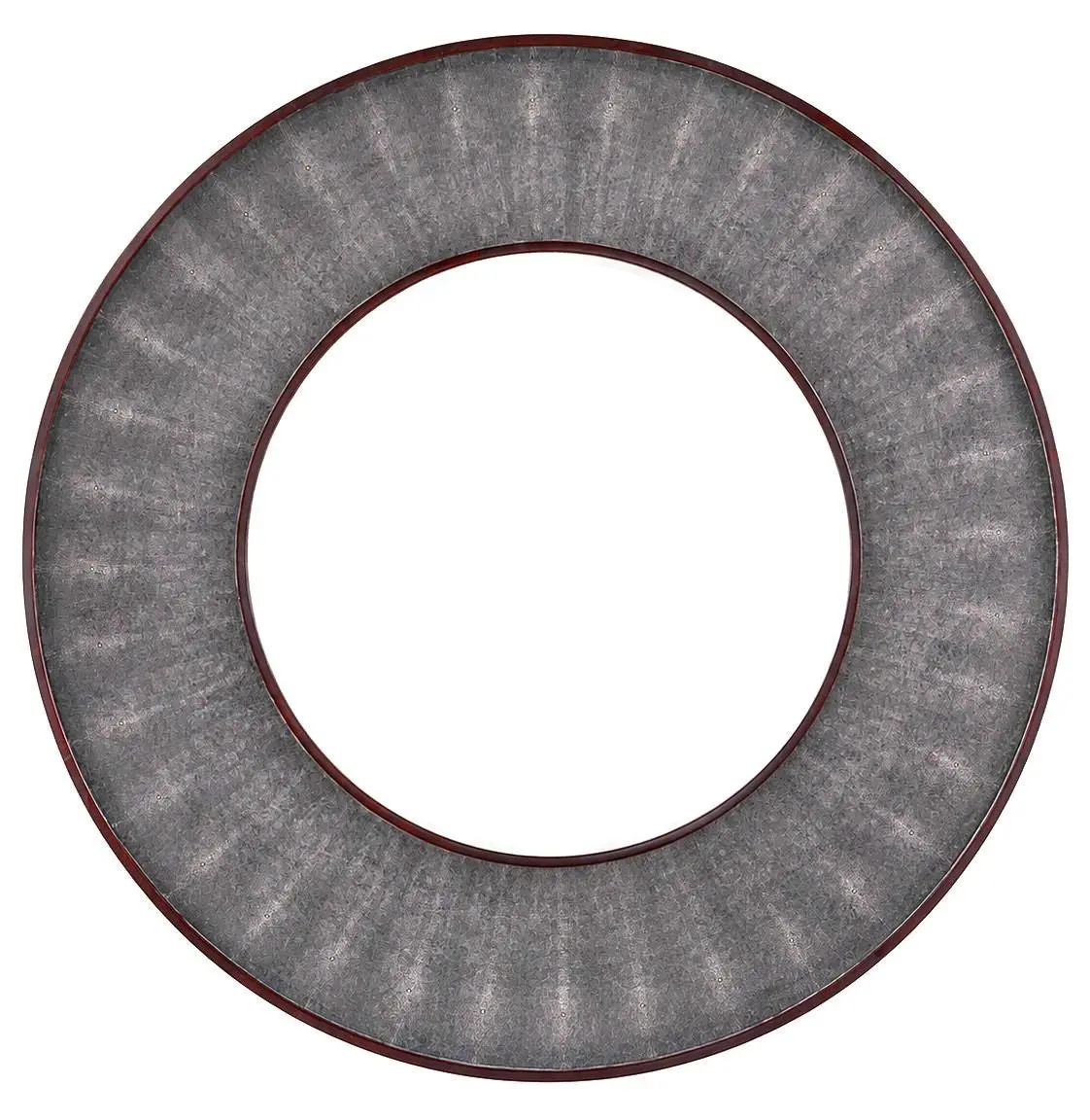 Italian Faux Shagreen & Walnut Concave Round Mirror, Late 20th Century.