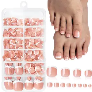 12 Sizes Press on Toenails for Women, 120pcs/box Square Shaped French Tip Fake Toenails, Diy False Toenails, Artificial False Nails Tip, Minimalist Supplies, Toe Nail Tips, Acrylic Nail Kit, Nail Art Tools, Pressed on Nails