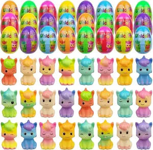 24 Pack Prefilled Easter Eggs with Unicorn Squishy Toys – Slow Rising Kids Toys, Easter Basket Stuffers, Party Favors & Gifts for Boys & Girls