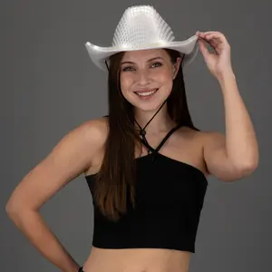 LED Light Up Flashing Cowboy Hat With Sequins