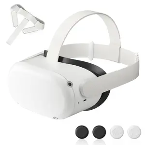 Original Replacement Head Strap for Meta Quest 2 with 2 Pair Thumb Grip Caps Adjustable Vr Head Strap for Oculus Quest 2 Wearable and Comfortable Smartphone