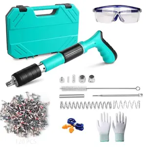 Manual mini nail gun (U.S.), equipped with 120 nails, 5 power settings, compact manual fastening tool suitable for home carpentry and light wall installation