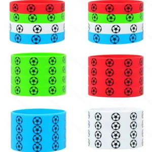 24pcs Football Bracelets, Motivational Sports Ball Wristbands, Silicone Elastic Bands, Soccer Party Gifts, Sports Event Presents, Team Gifts, Birthday Gifts