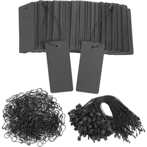 300 Set Black Price Tags with String Clothing Tags with Safety Pins Black Paper Hang Tags for  Clothes Crafts Display