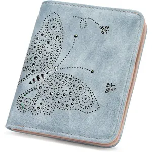 Small RFID Wallet Women Ultra Thin Slim Womens Wallet Mini Compact Bifold Pocket Ladies Wallets for Women BLUE