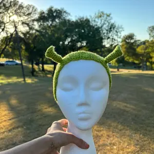 Shrek Headband - Green Knitted Accessory with Horns for Costume & Cosplay