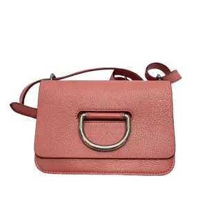 Pre-owned BURBERRY Pebbled Leather Small D Ring Crossbody Bag Pink