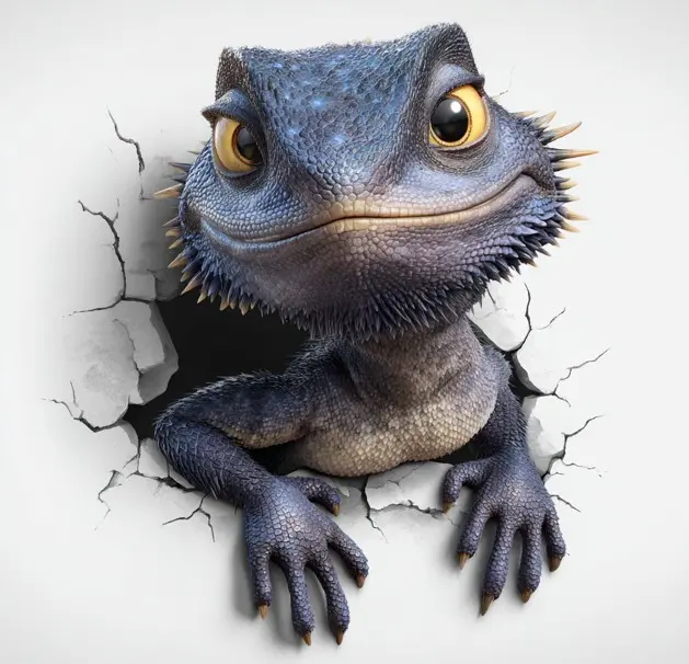 Crazy 3D Bearded Dragon Car Decal - Realistic Peeking Lizard Sticker!