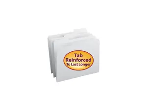 Smead 12834 File Folders, 1/3 Cut, Reinforced Top Tab, Letter, White, 100/Box