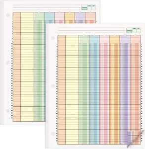 GISGFIM 2 Pads 100 Sheets Columnar Analysis Pad 3 Hole Punch Accounting Ledger Book 8.5" x 11" Ledger Paper Pad Double Page Format Columnar Pads for Business Bookkeeping & Data