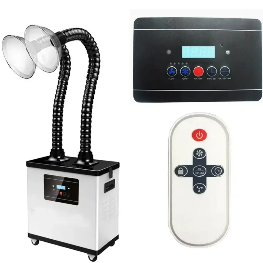 MCWlaser Desktop Fume Extractor, 200W Powerful Smoke Purifier with 360° Adjustable Arm & 3-Stage Filter, Ultra-Quiet <55dB Air Cleaner for Soldering, Laser Engraving & DIY Jewelry.