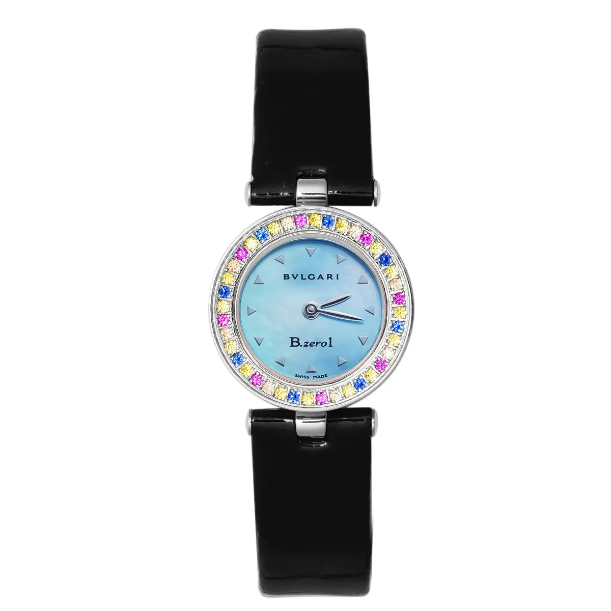 Bvlgari B.Zero1 BZ22S 22mm Quartz Blue Dial Stainless Steel Rainbow Diamond Bezel Women's Watch WHP042764