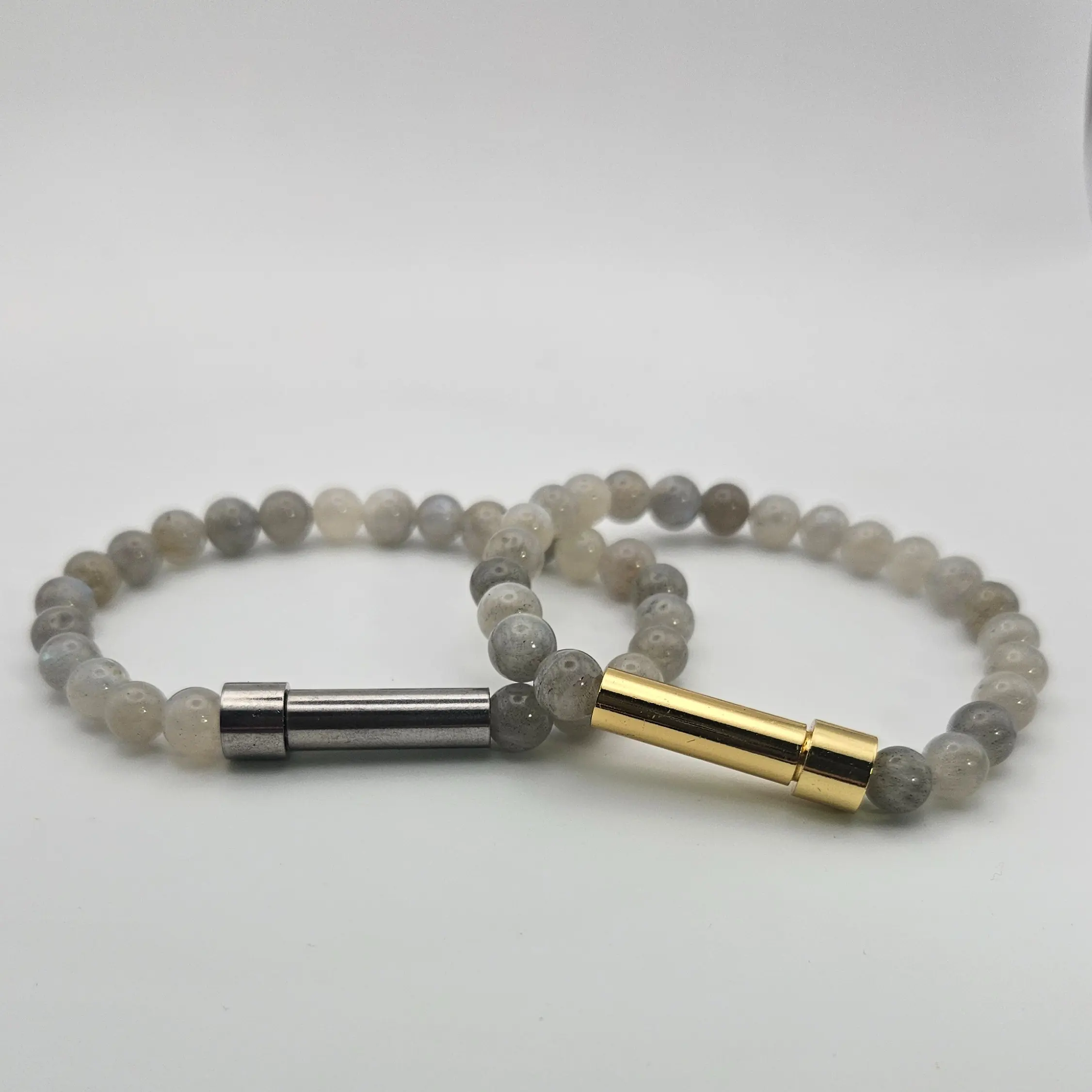 Natural Crystal Labrodorite Stretch Manifestation Bracelet - Silver or Gold Clasp - Secret Capsule - write down your intention or prayer and carry it with you all day. Live with intention.
