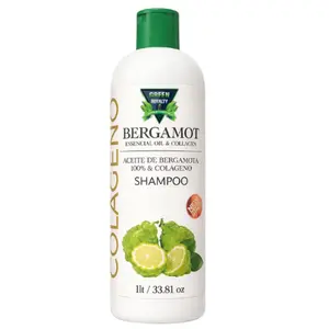 Green Royalty Bergamot Fragrance Collagen Shampoo, 33.8oz (1L) Gentle Daily Haircare Pack - Nourishing, Moisturizing Formula for Hair Restoration, Refreshing Scent, Oil Balance Support