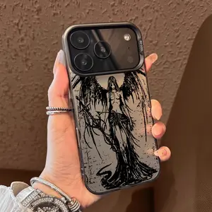 Dark Line Goddess Pattern Case for iPhone 17 Pro Max 17 Air 16/15/14/13/12/11 Pro Max XR XS E Plus Retro High-end Shockproof Drop Screen Protection Cute Durable PC Smartphone Cover