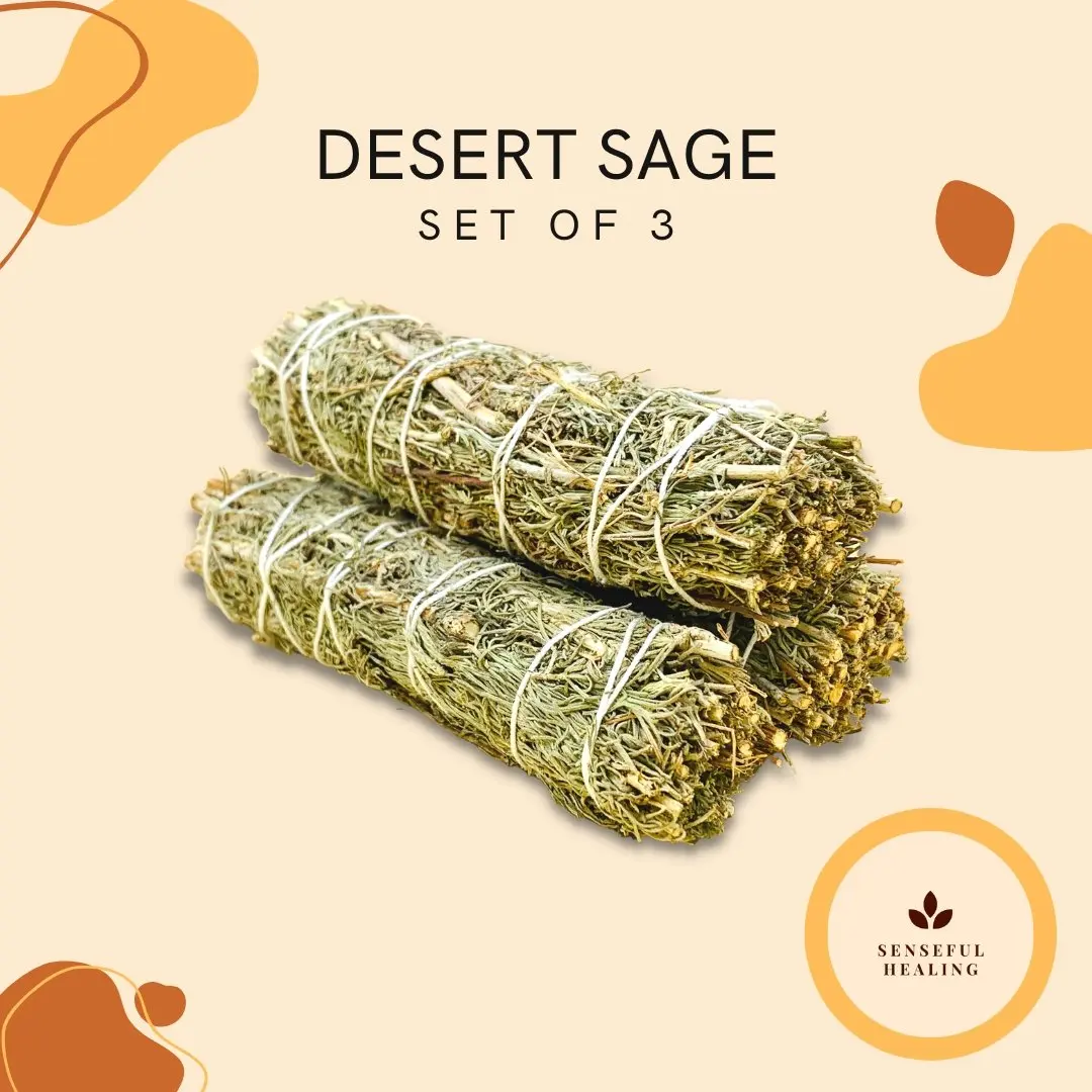 Desert Sage Smudge Sticks (Set of 3) - Home Supplies Aroma Blend Scented Freshener for Spiritual Energy Cleansing, Intention Work, Providing Protection