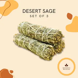 Desert Sage Smudge Sticks (3 Pack) - Home Fragrance Holistic Wellness Set for Spiritual Energy Cleansing, Intention Work, Aroma Scented