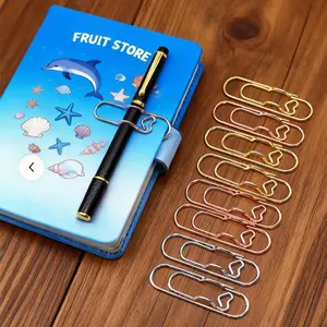 Cute Heart-Shaped Pen Clip Set – 9PCS Metal Bookmark & Pencil Holder Clips, Rose Gold Silver, Portable Journal School Office Supplies