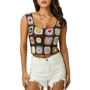Women´s Crochet Granny Square Patchwork Crop Top